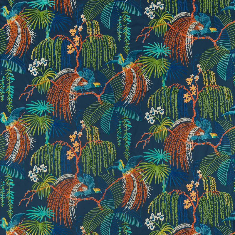 Rain Forest Embroidery Fabric, Embroidery Tropical Night