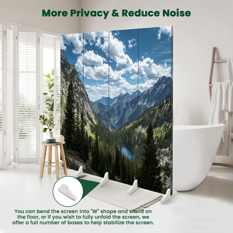 Paravent 4 panneaux à cloison pliable Royal Bitterroot Mountains, 4, 71" H x 64" W x 1" D
