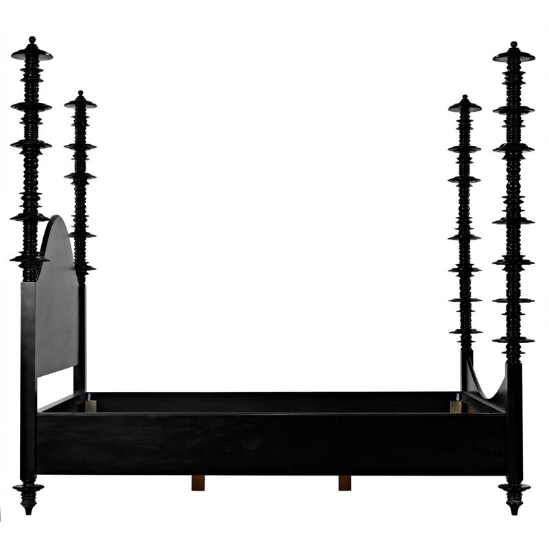 Ferret Solid Wood Four Poster Bed, Hand Rubbed Black, King