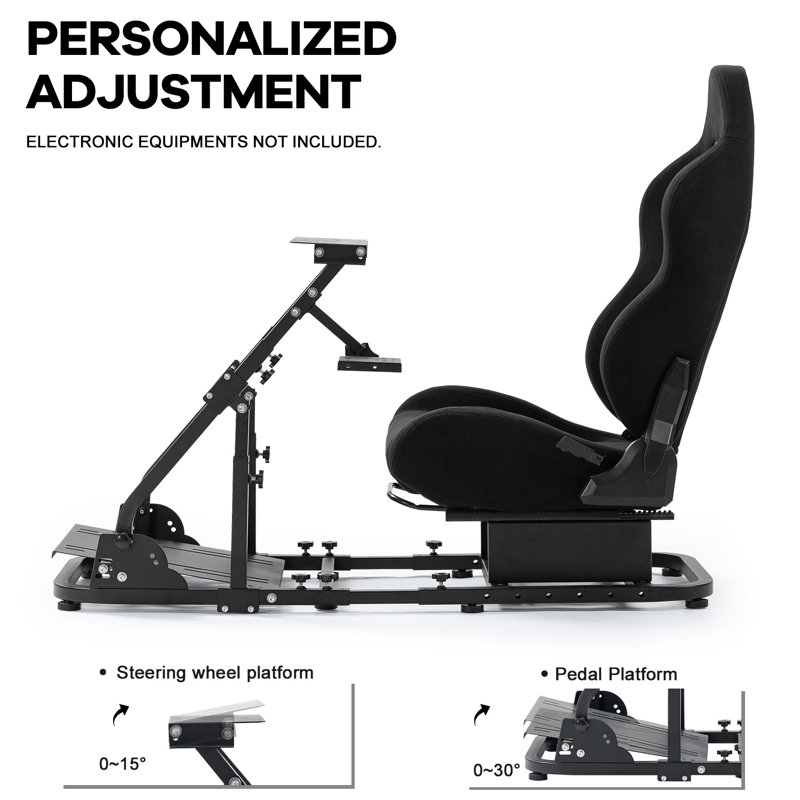 Anman Adjustable Reclining Ergonomic PC & Racing Game Chair in Black Fit for Logitech G923 G29 G920, Not Include Steering wheel & Wheels & Pedals and Shifter Handbrake
