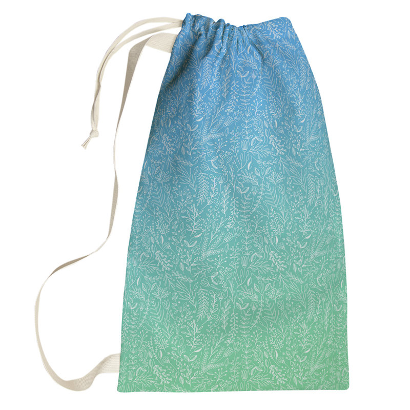 Leffel Fabric Laundry Bag with Handles, Large (76.5" H x 29.5" W x 1.5" D), Green/Teal/Blue