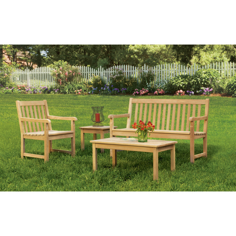 Classic Outdoor Teak Bench, 35" H x 48.5" W x 26.5" D, Natural