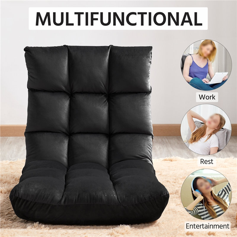 Yaheetech Reclining Ergonomic Floor Game Chair, Black