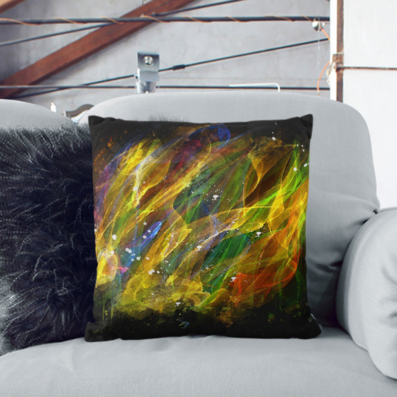 Rainbow Smoke Vol (7) Square Throw Cushion, 55cm H x 55cm W x 20cm D, Black