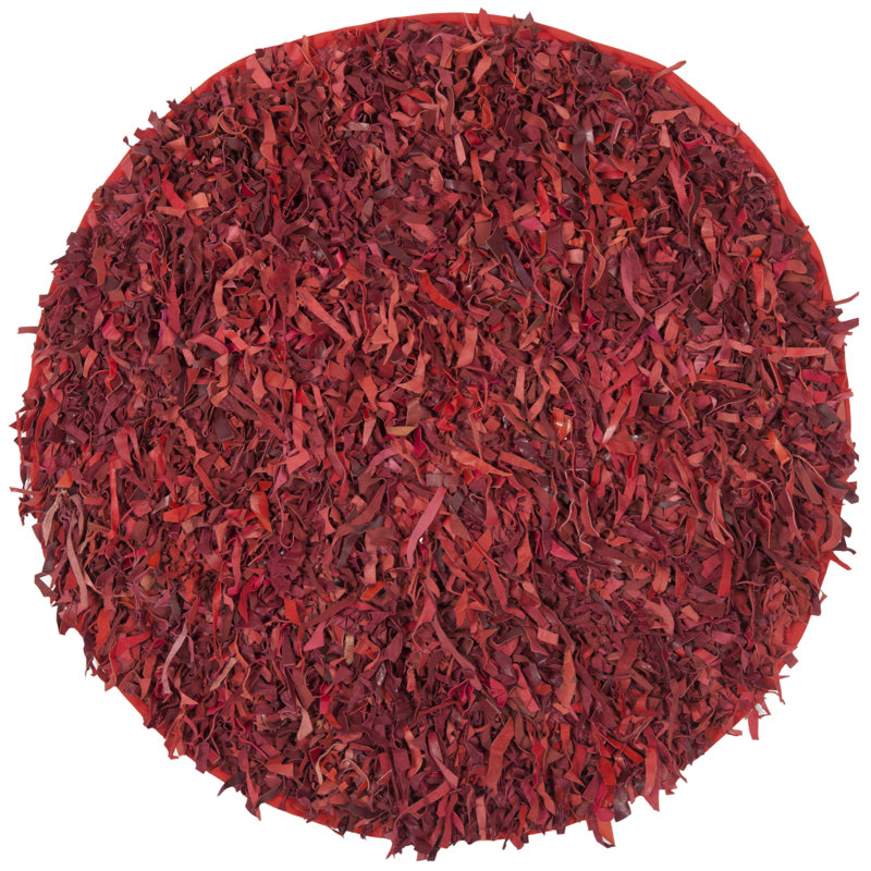 Schaefer Handwoven Leather Solid Color Rug, Round 4'