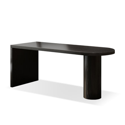 Bureau en bois massif noir demi-cercle
