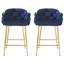 Ensemble de 2 tabourets de comptoir de 28 po, ensemble de 2 tabourets de comptoir bleu foncé avec structure, dossier et coussin moelleux, repose-pieds.