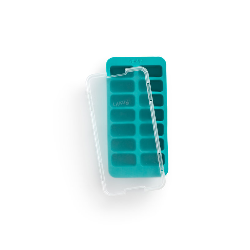 Lékué Rectangular Ice Cube Tray with Lid, Blue