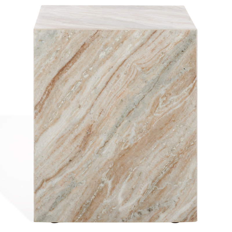 Yantarni Marble Plinth Accent Table, Brown/White