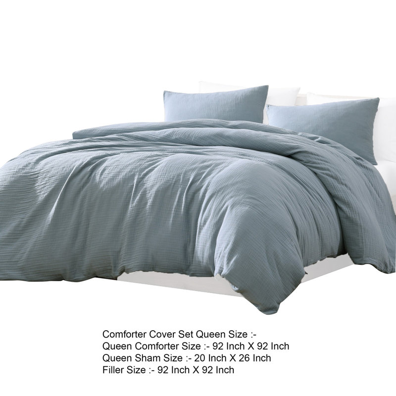  Microfiber 3 Piece Comforter, Queen Comforter + 2 Standard Shams, Blue