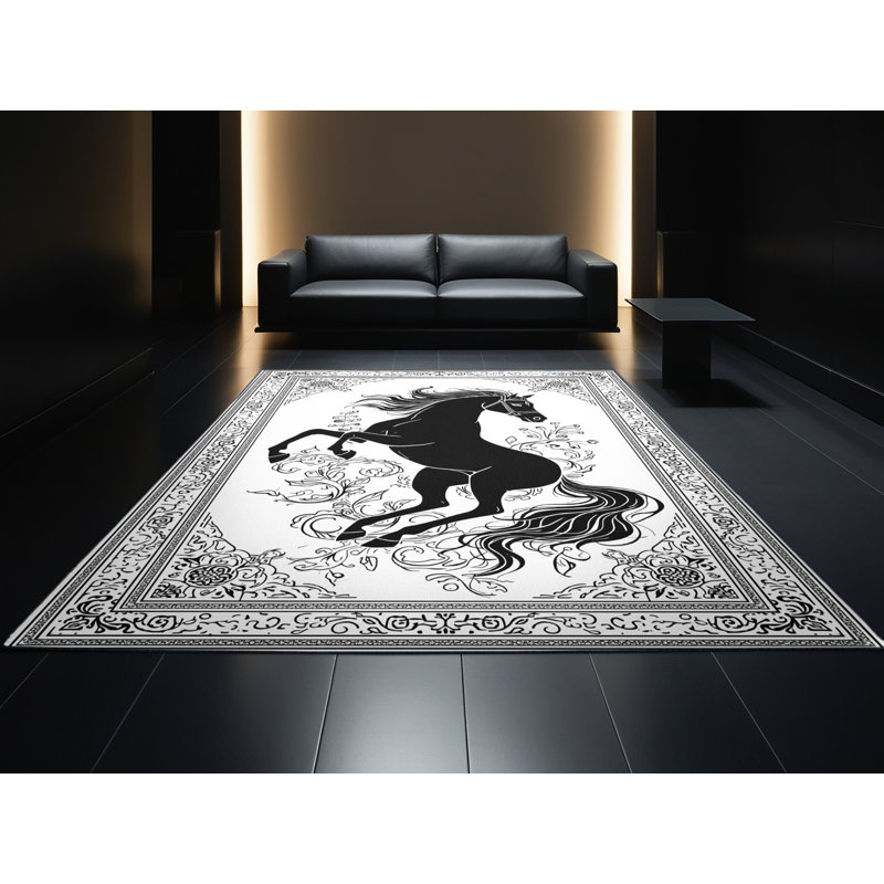 Tapis oriental bleu lavable à la machine Peirsen, 2 pi x 3 pi