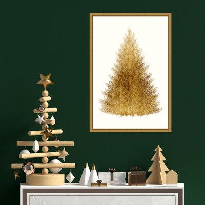 Arbre de Noël brun clair par Kubistika, reproduction d'art sur toile encadrée