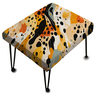 Repose-pieds moderne abstrait orange et noir Fusion III