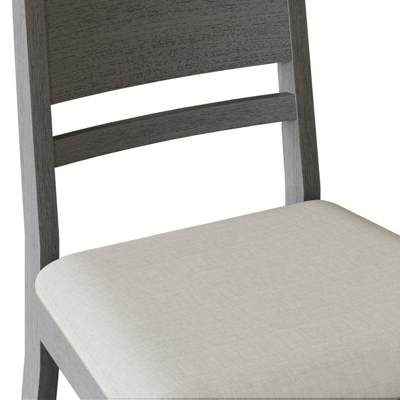 5-Piece Dining Set With Black Round Table And Grey Upholstered Horizontal Splat Back Chairs, Gray
