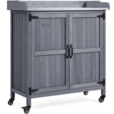40″ H Garden Potting Bench Table with Lockable Castors