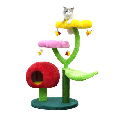 Catry 39.5" Floral Cat Tree with Hammock and Condo