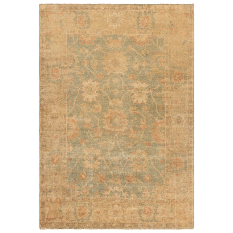 Oushak Nubl Oriental Hand Knotted Wool Dark Green/Brown Area Rug