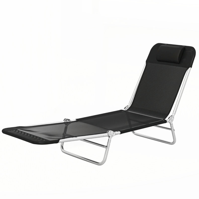 Convenient Tanning Chair,Folding Chaise Lounge Chair, 1, Black