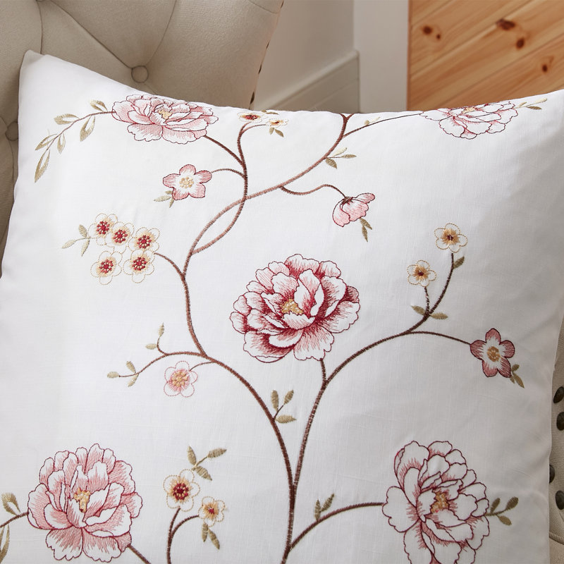 Floral Square Cushion Cover, Burgundy