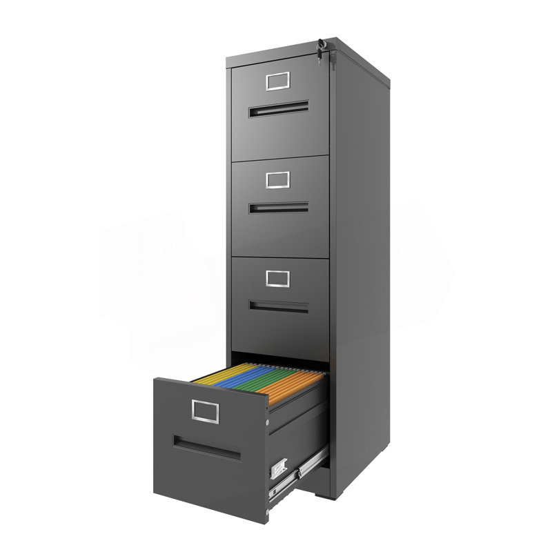 4 Drawer File Cabinet With Lock Metal Vertical File Cabinet Office Home, A4 Legal/Letter Size Narrow File Cabinet Locked,Assembly Required