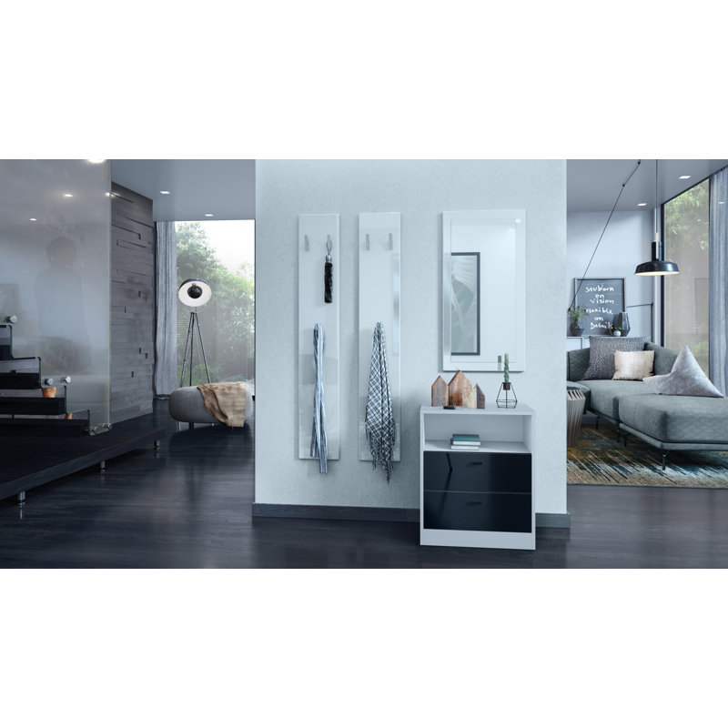 Berenices 56cm W 2 - Drawer Chest of Drawers, Matt White/High Gloss Black