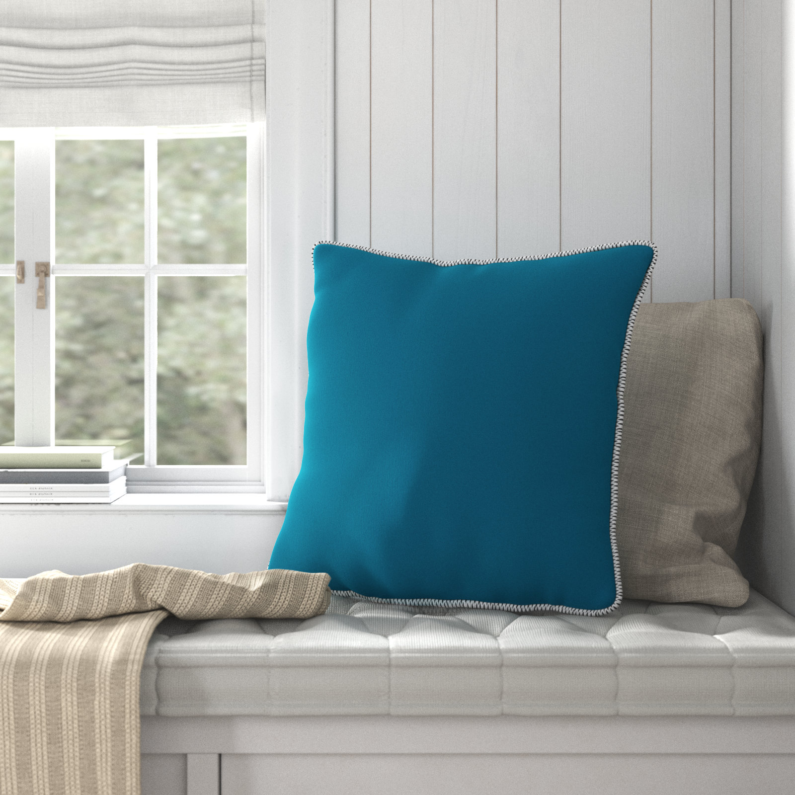 Delijah Sunbrella® Indoor/Outdoor Throw Pillow, 20" x 20", Seascape Turquoise