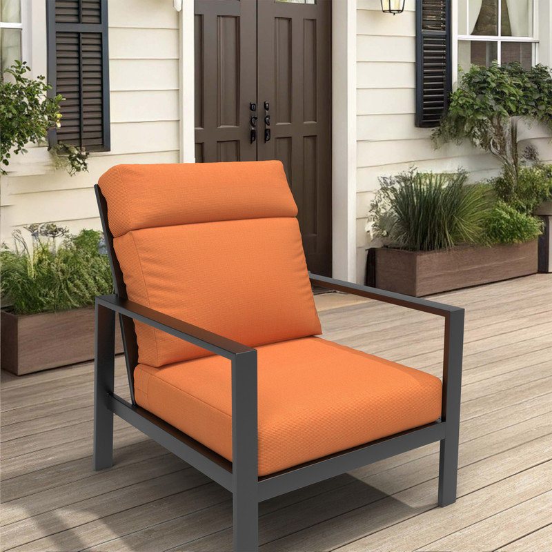 Sunbrella 6 Outdoor High Back Chair Cushion, Adirondack Chair Cushion Set, Canvas Tangerine