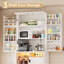 Armoire-bar blanche de 72 po de hauteur avec lumières à DEL RVB, armoire de rangement de garde-manger moderne avec portes, armoire-bar Farmhouse pour salon de salle à manger