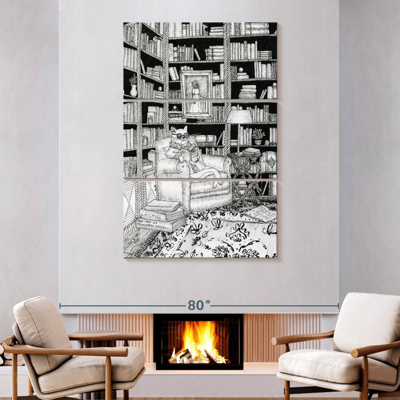 Brampt The Cat's Library, 74" H x 48" W
