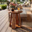 Solid Wood Top Pedestal Round Side Table