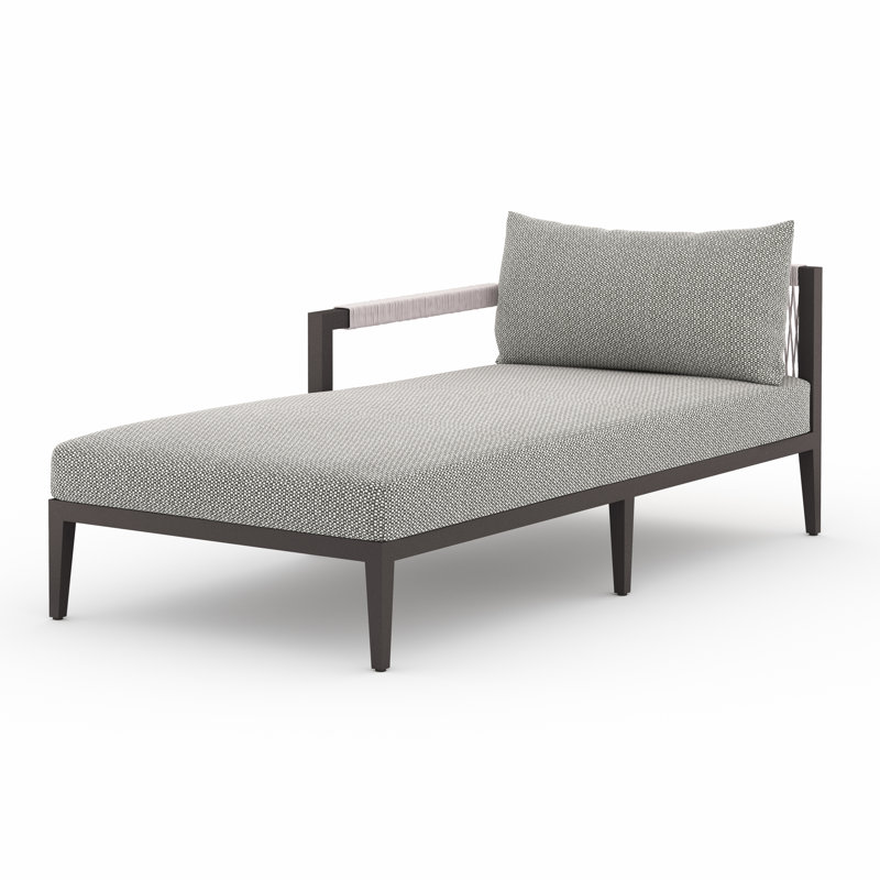 Sherwood Outdoor Teak Chaise Lounge, Ash, Black/Gray
