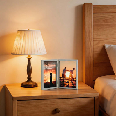 Hinged Tabletop Picture Frame with Real Glass