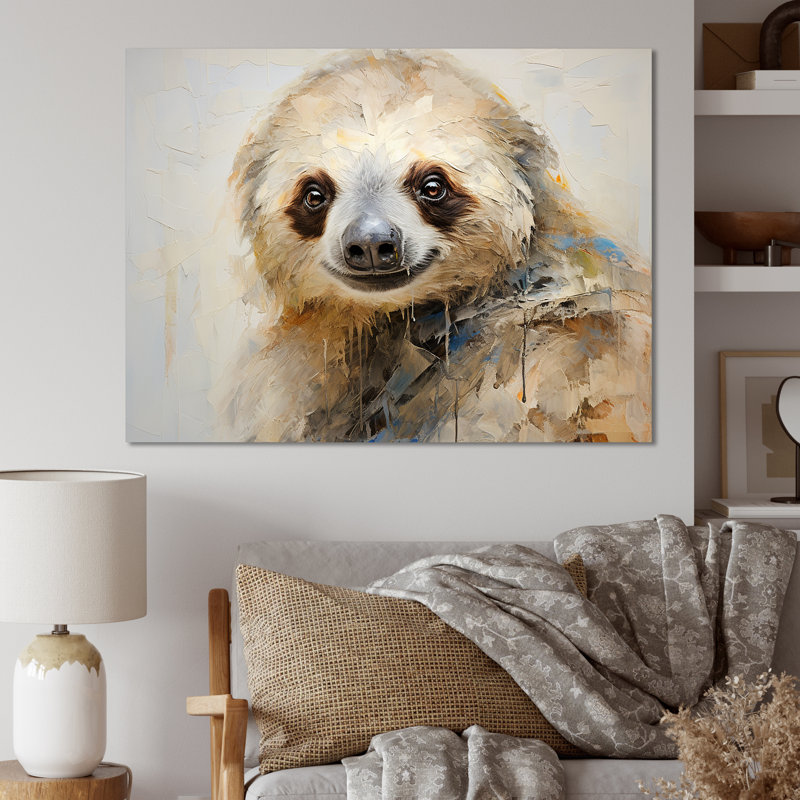 «Thoughtful Sloth», reproduction sur toile, H 16 po x l 32 po x P 1 po, Toile tendue