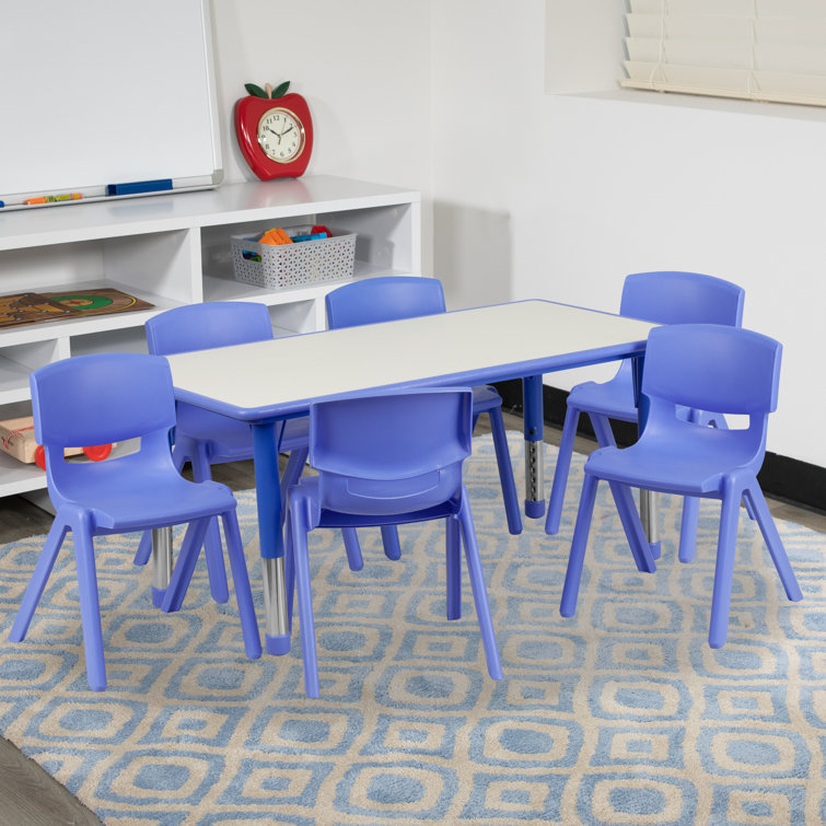 7 Piece Rectangular Activity Table & 21.25" H Chair Set (INCOMPLETE+TABLE ONLY-Color is Red)