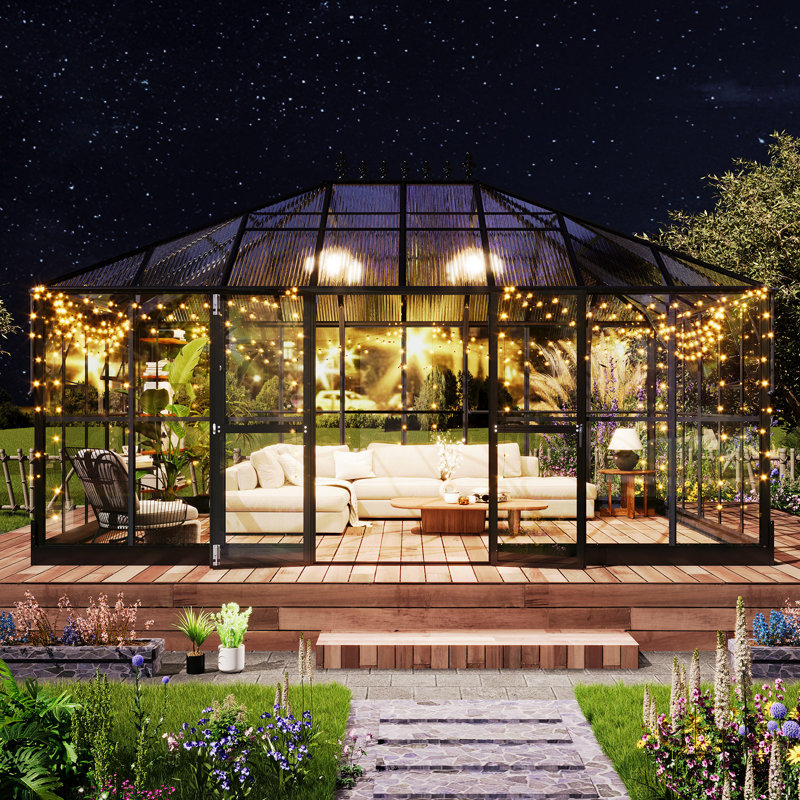 14'x10' Greenhouse with Transparent Panels and PC Panels