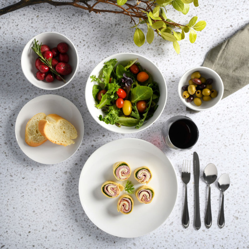 Gracious Dining Glossy White Ceramic Dinnerware Set for 6