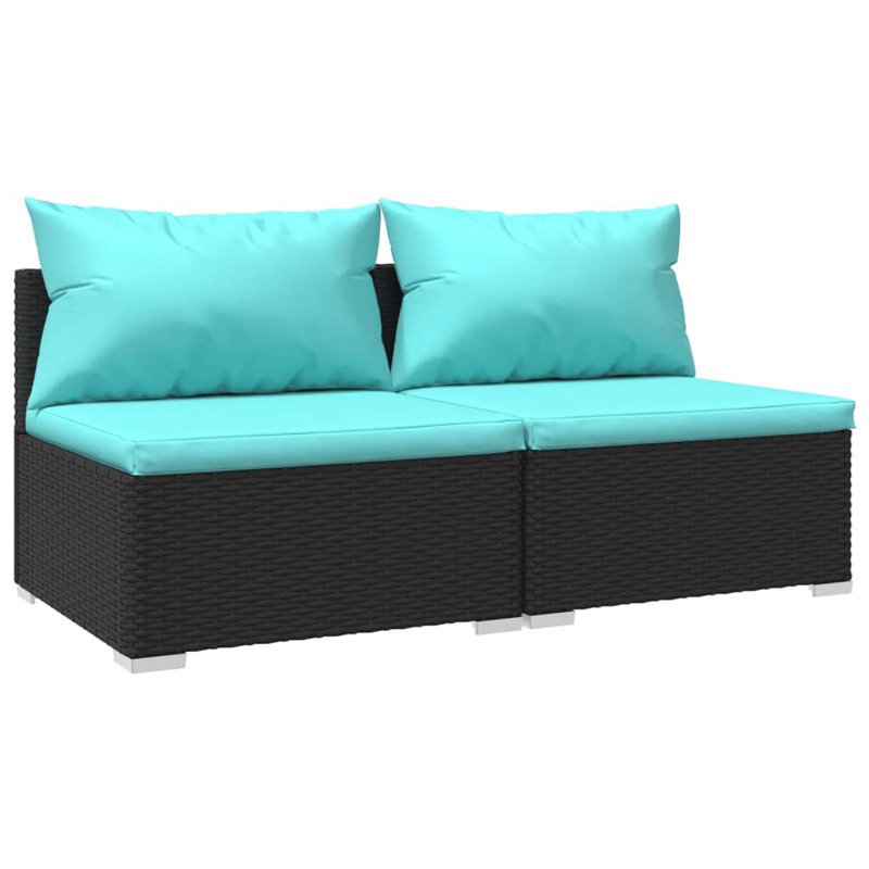 2 Piece Sofa Seating Group, Black/Blue
