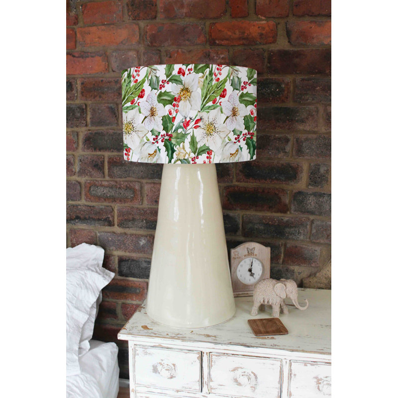Watercolour Christmas Pattern 25cm H Cotton Drum Lamp Shade ( Uno )