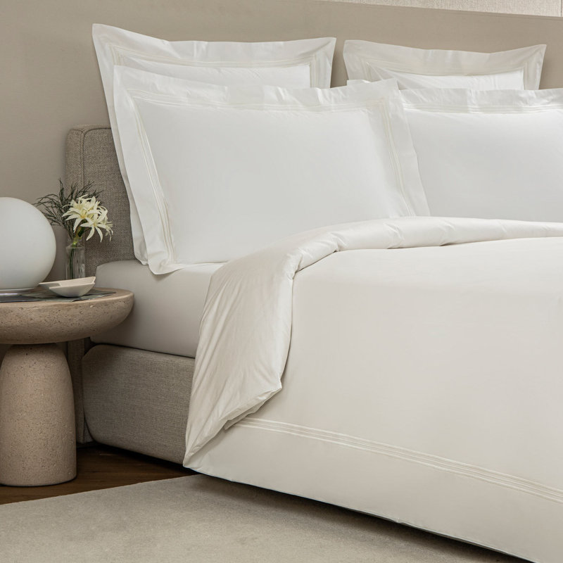 Triplo Bourdon Percale Duvet Cover, White/Milk, Queen Duvet Cover