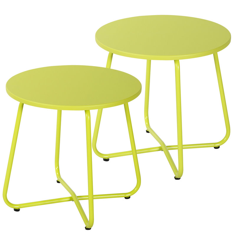 Ensemble de tables de bout Jasenski, Plateau vert / base verte