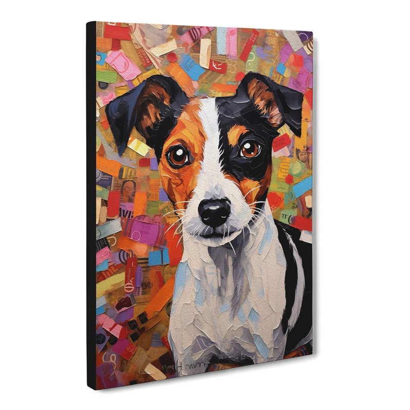 Jack Russell Dadaism Art No.3 - No Frame Art Prints - Wrapped Canvas, 50cm H x 35cm W x 3cm D