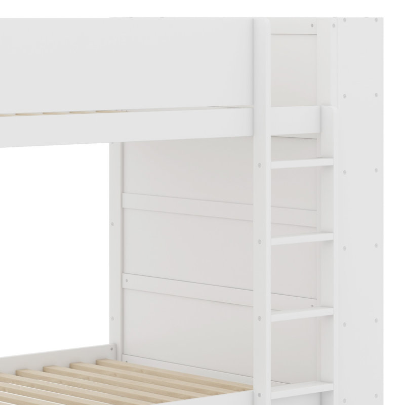 Lit superposé avec 2 tiroirs et armoire à couches multiples, Blanc