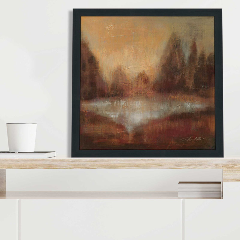 «Rain II» par Silvia Vassileva - Peinture, L 25,5 po x H 25,5 po, Cadre noir