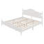 Lit plateforme rétro en bois avec tête de lit haute, cadre de lit en bois avec support en lattes de bois-130143557