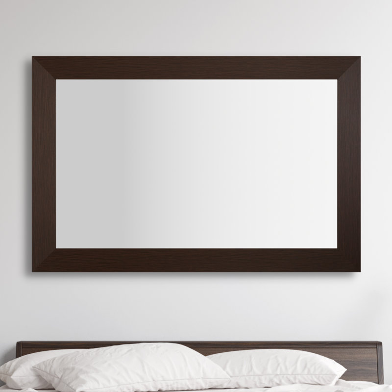 Shmuel Wood Framed with Safety Backing Ideal for Bathroom / Vanity Mirror, Espresso Textured, 36" x 54"