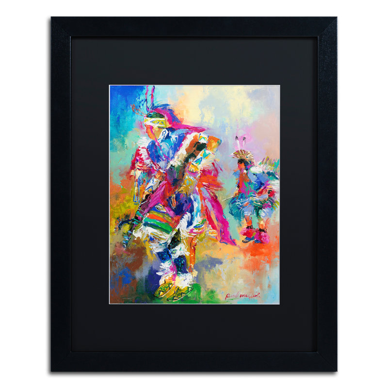 « pow wow », reproduction sur toile, H 14 po x l 11 po x P 0,5 po, Noir, Cadre noir