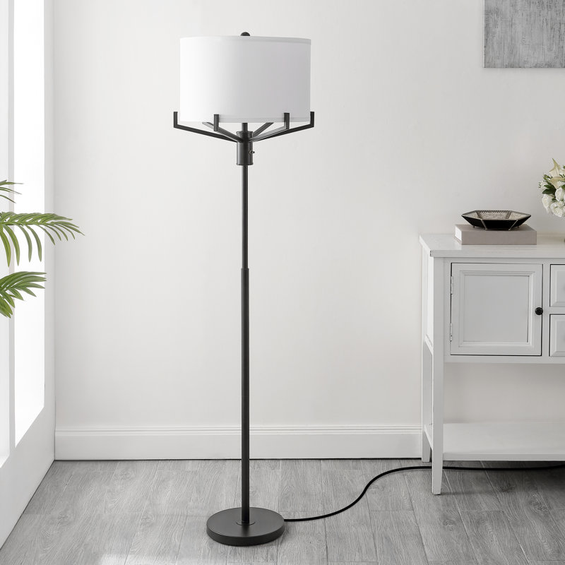 Lampe sur pied Elaria, Noir mat