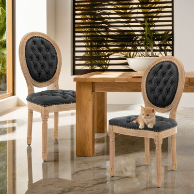 French Style Solid Wood Dining Chair With Nailhead Trim(Set of 2) by Ophelia & Co.