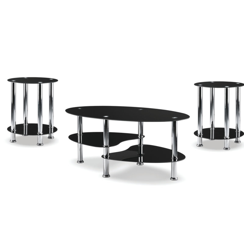 Ensemble de tables basses 3 pièces Ratley, Noir