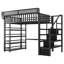 Lit mezzanine double avec rangement, structure en métal, chambre d'enfant moderne et peu encombrante